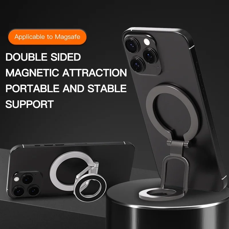 Immagine 5: Supporto per telefono bifacciale Anello magnetico per telefono Supporto per cavalletto Impugnatura magnetica per supporto per auto MagSafe iPhone 16 15 14 13 12 Pro Max