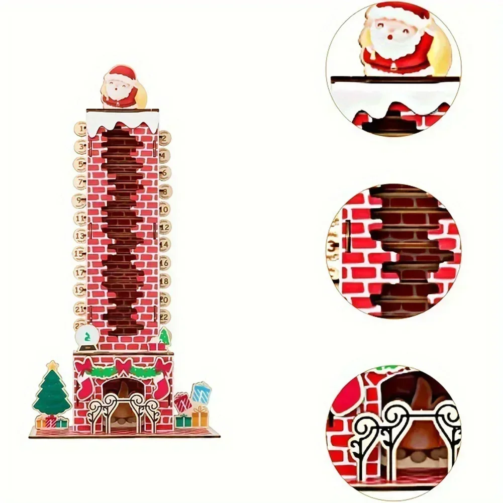 

Деревянный адвент-календарь с Санта-Клаусом на 24-дневное праздничное украшение обратного отсчета, подходящее для различных помещений