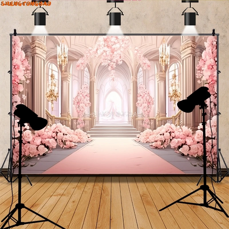 Bouquet Wedding Ceremony Stage Fantasy Photography Backdrop Props Anniversary Archway With Flowers Photo Studio Background HL-12