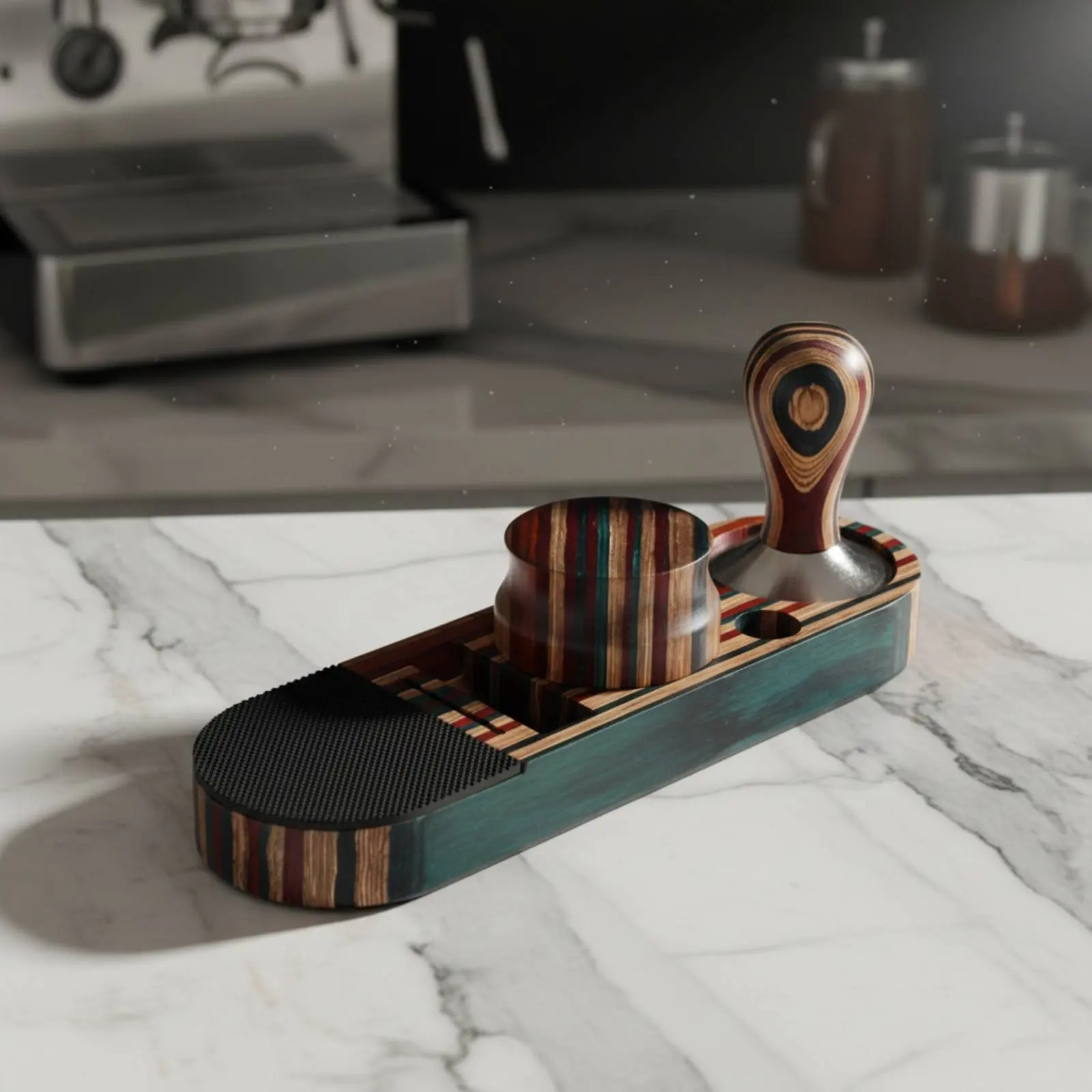 

3 Pieces Coffee Tamper Holder Space Saving Coffee Distributor Stand Espresso Tamping Station Easy to Clean for Cafe