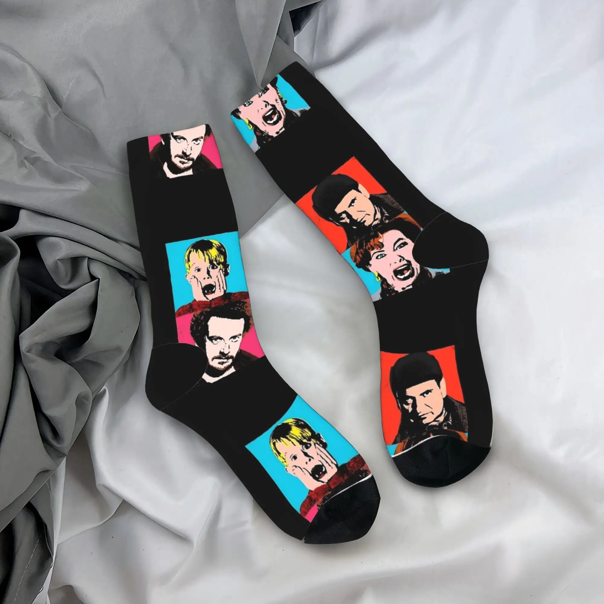 Home Alone Warhol Alone Stockings  Retro Socks Men's High Quality Socks Autumn Running Graphic Anti-Slip Socks Birthday Gift