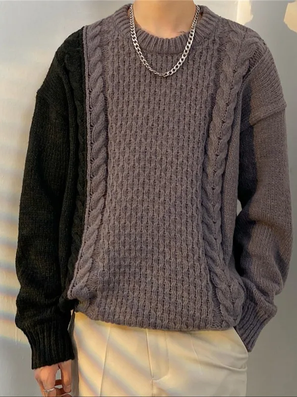 

Американский уличный дизайн, цветная пуговица, круглый трикотаж, повседневный свободный свитер для пар, осенне-зимний свитер для мужчин и женщин