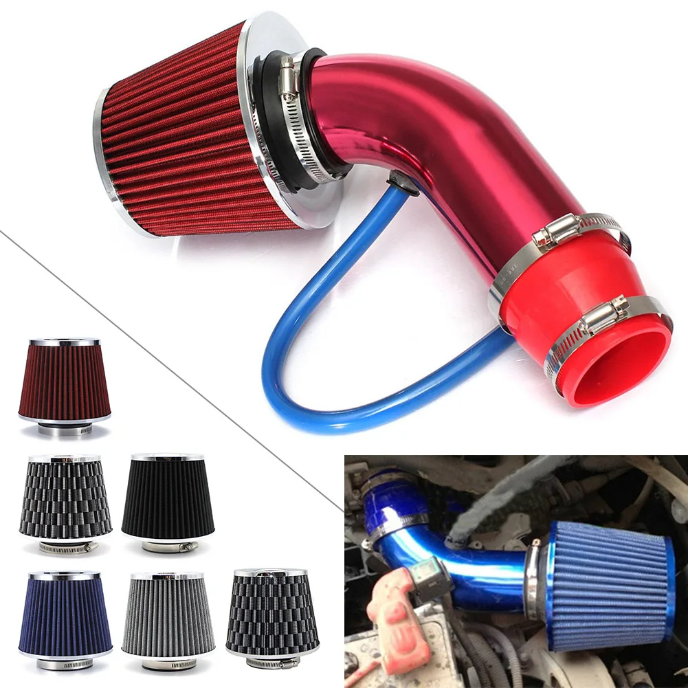 64mm 76mm Car Cold Air Intake Filter Induction Kit Pipe Power Flow Hose System Universal