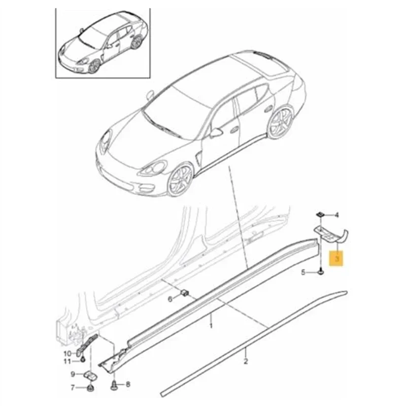 4 Pezzi Di Montanti Pilastro Nero Lucido Per Porsche Panamera 2009-2016, Decorazione Per Finestrini Laterali In PC
