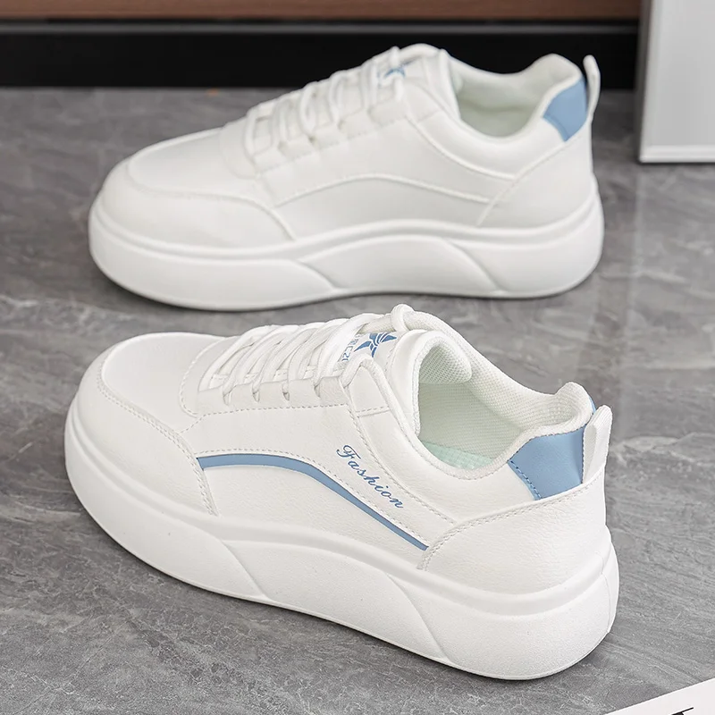 

Women's Sport Shoes Leather Surface Lightweight Soft Bottom Casual Board Shoes Fall Season New Style Versatile White Sneakers