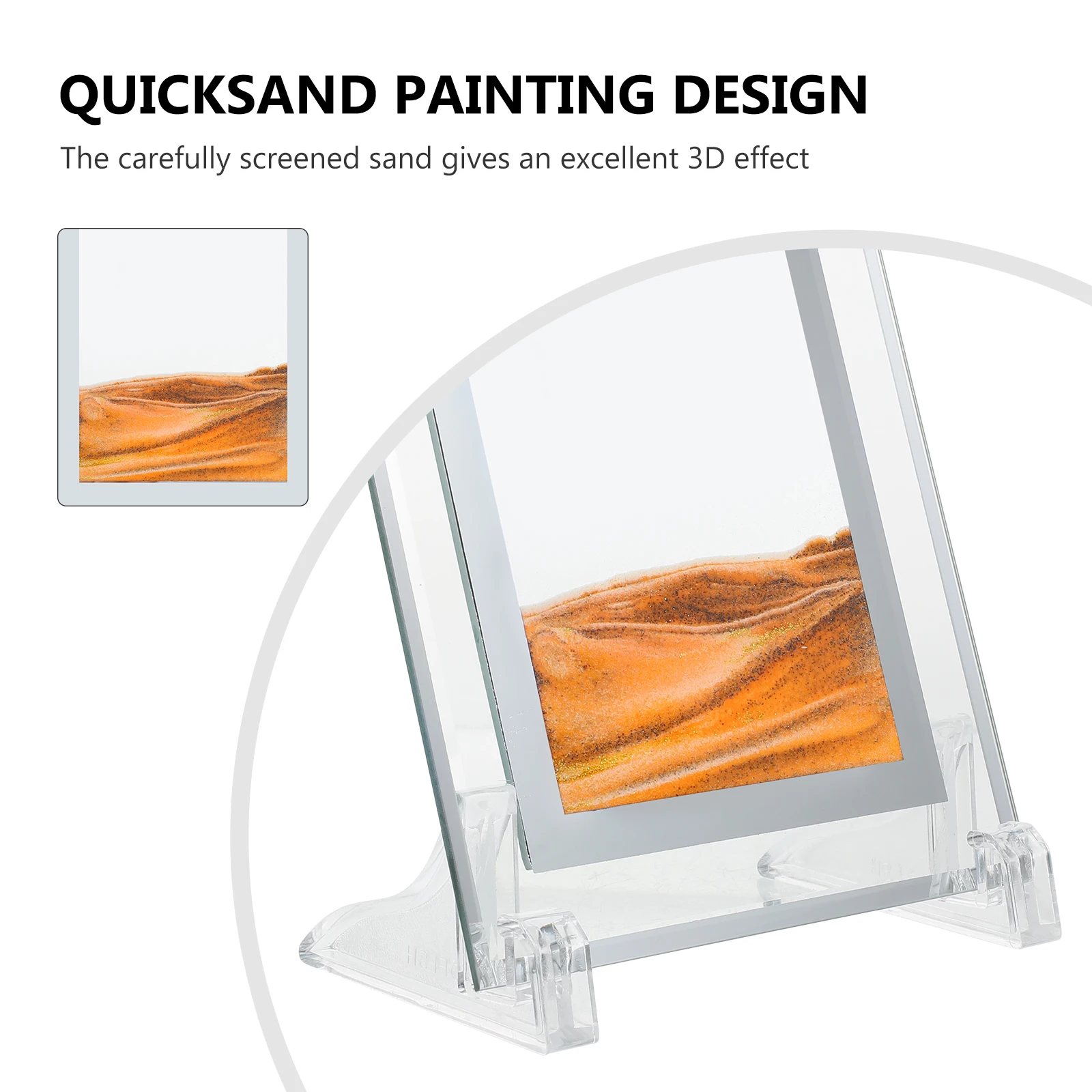 Ornamenti per pittura con sabbie mobili 3D Decorazioni per il desktop Display con sabbia fine Ornamento antistress Arancione