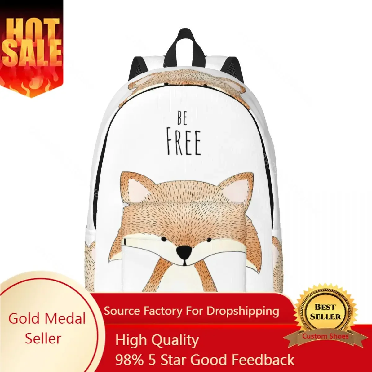 

Kawaii Fox Printing Backpack Animal Funny Scribble Kawaii Backpacks Teen University Lightweight High School Bags Custom Rucksack