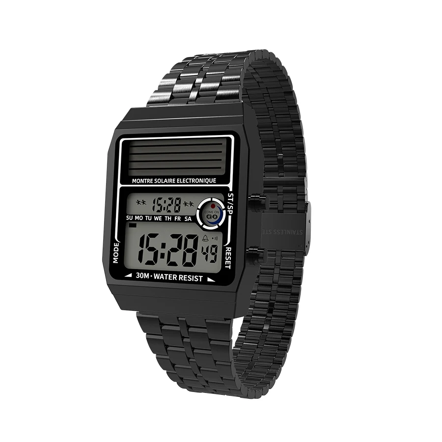 Solar Retro Fashionable Multi-function Electronic Watch