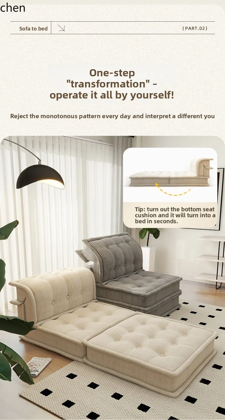 PYH Fabric Sofa Tofu Block Cream Style Living Room Small Apartment Lazy Sofa Simple Straight Double Sofa Bed