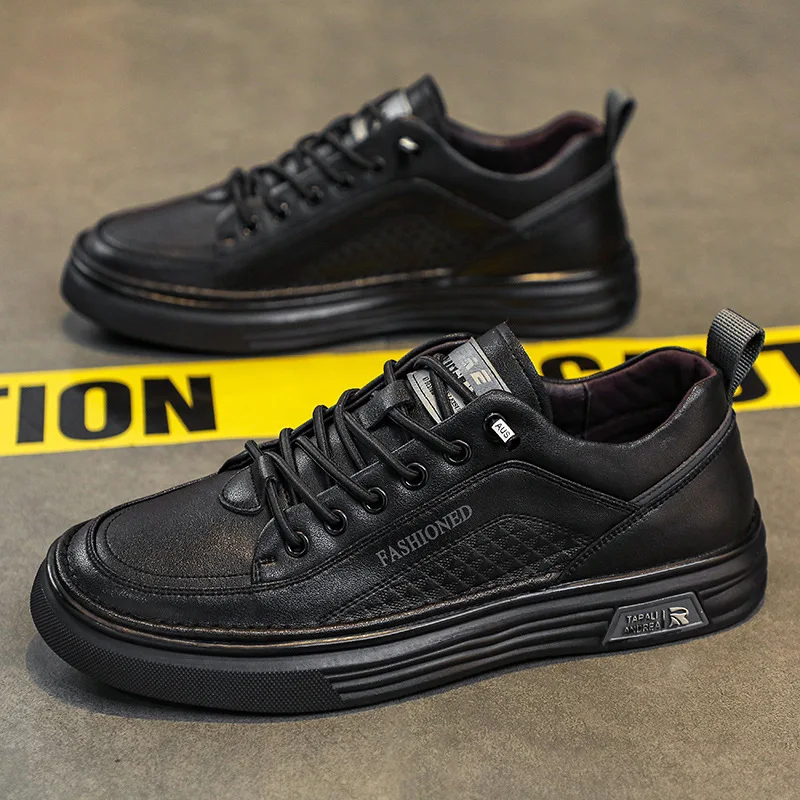Men's Spring New White Shoes Men's Casual Board Shoes Breathable One Step Lazy Waterproof Leather Shoes Men