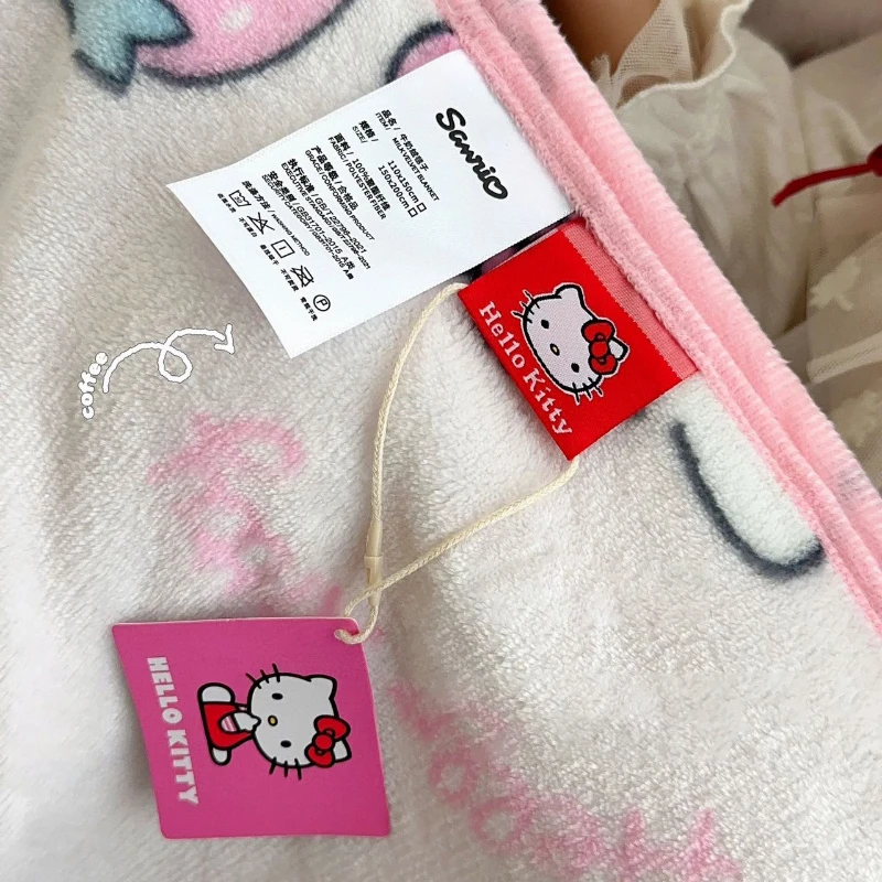 Hello Kitty Anime Cartoon Peripheral Blanket Kuromi Milk Velvet Double Sided Cover Carpet Summer Cute Nap Blanket Wholesale Gift