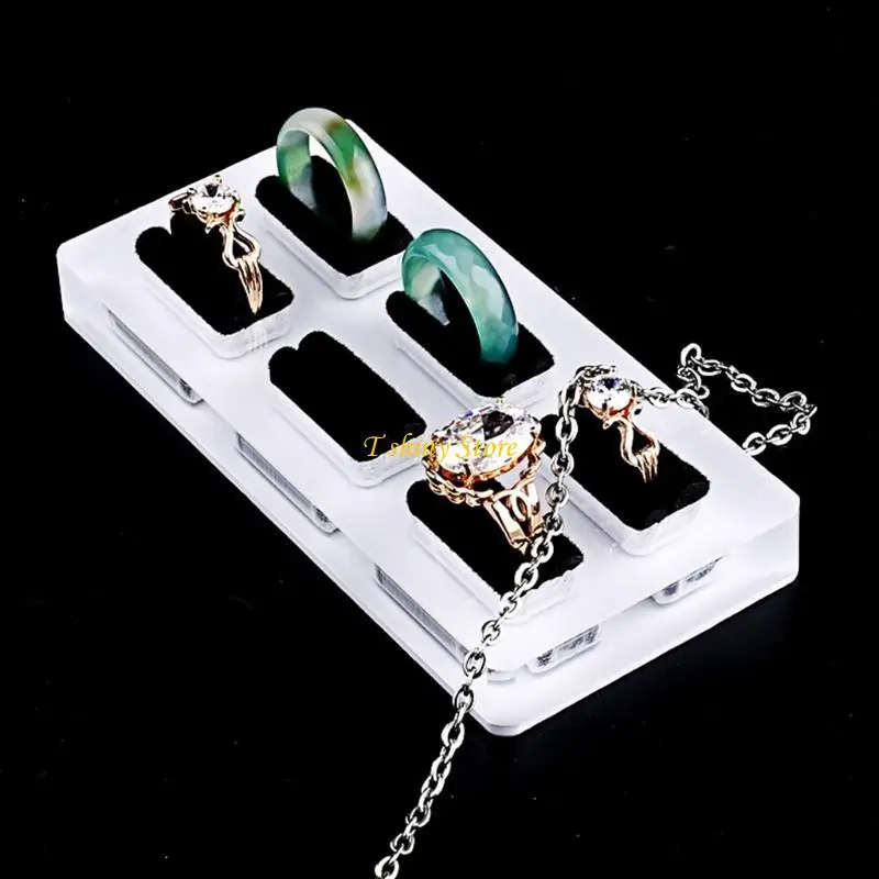 N58F Acrylic Jewelry Display Stand Jewelry Stand 6 Ring Holders for Creative Jewelry Props Customization Ring Ornaments Rack