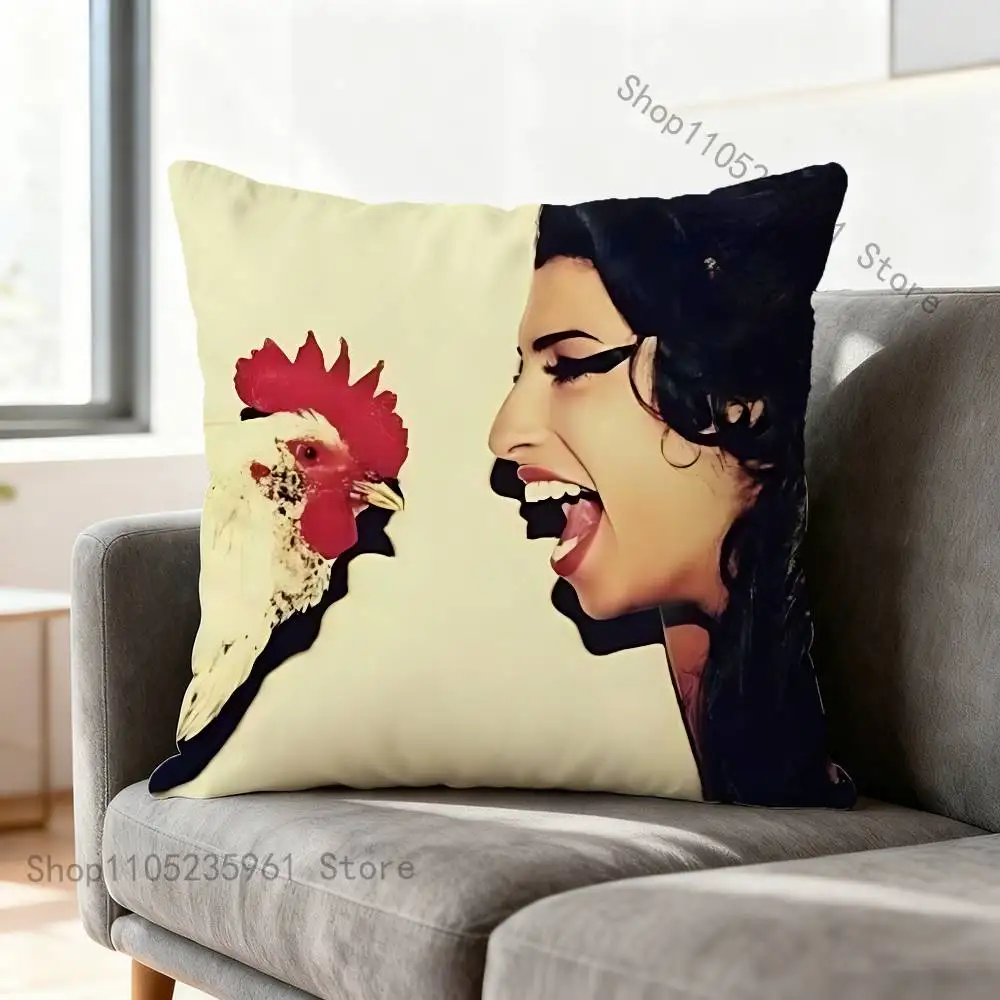 A-Amy W-Winehouse Jazz Pillowcase for Sofa Room Office Decor Printing Protector Cushion Cover Valentine gift Custom