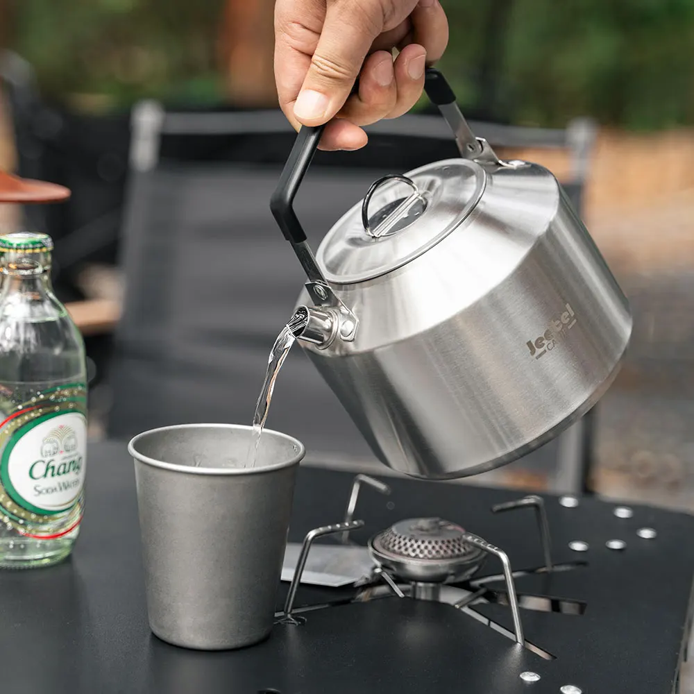 1.5L Outdoor Kettle Portable 304 Stainless Steel Lightweight Camping Hiking Fishing Cooking Tea Coffee Water Kettle Pot