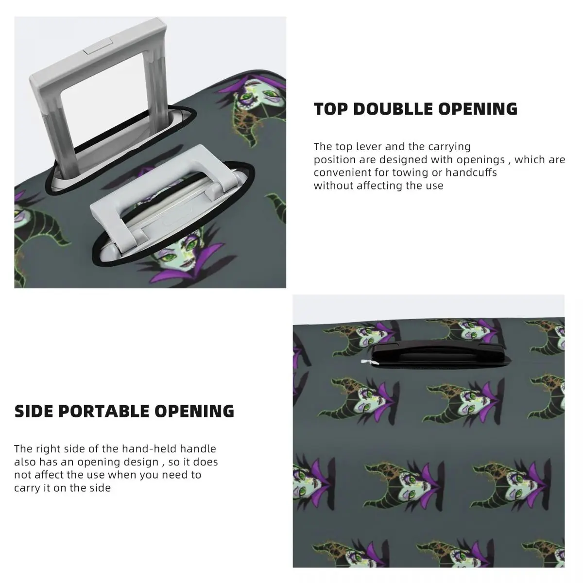 Capa de bagagem personalizada do filme malévola, capa protetora de mala fofa, terno para 18-32 polegadas