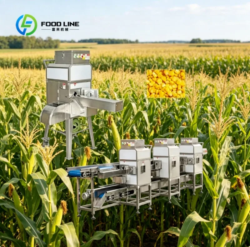 Fresh Corn Kernel Processing Line Automatic Sweet Corn Shelling Machine Commercial Food Processing Equipment