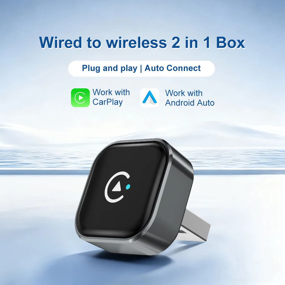 FLIXIVI Wireless CarPlay Adapter 2-in-1 Wired to Wireless Dongle for Apple & Android Auto Plug and Play for OEM Wired Cars