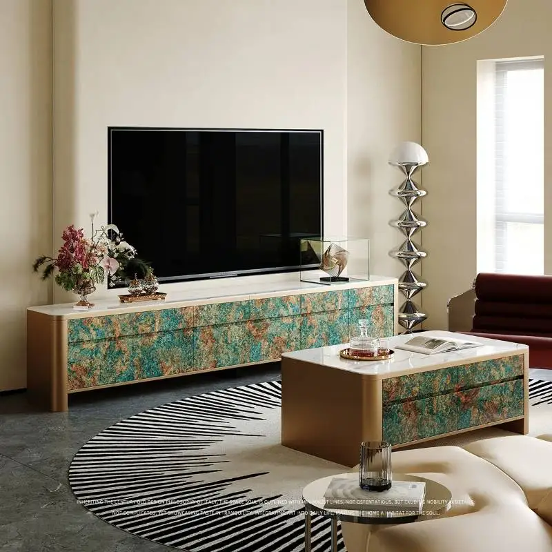 Unique Green European Tv Cabinet Storage Design 200cm Wooden Living Room Tv Stands Luxury Nordic Mueble Televisor Furniture Home