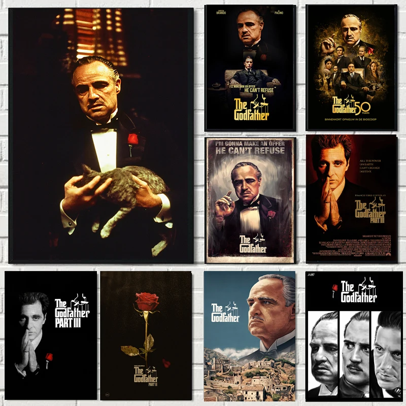 The Godfather Posters and Prints Canvas Painting Classic Gangster Hot Movie Actor Wall Art Pictures for Room Home Decoration