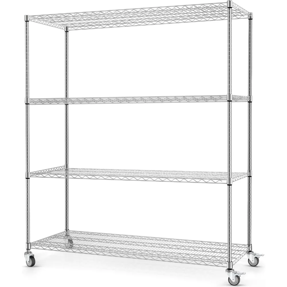 4-Tier Wire Shelving with Wheels, 60