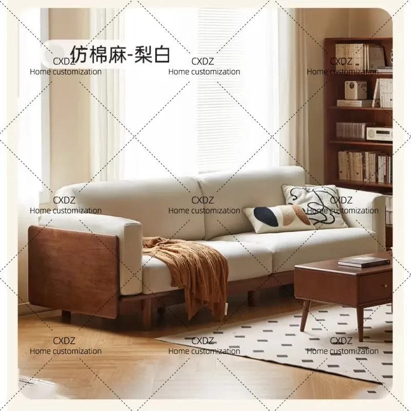 XXHome Furniture Solid Wood Three Person Sofa Corduroy Fabric Living Room Sofas Couch Convertible Sofa Compressed Armcha