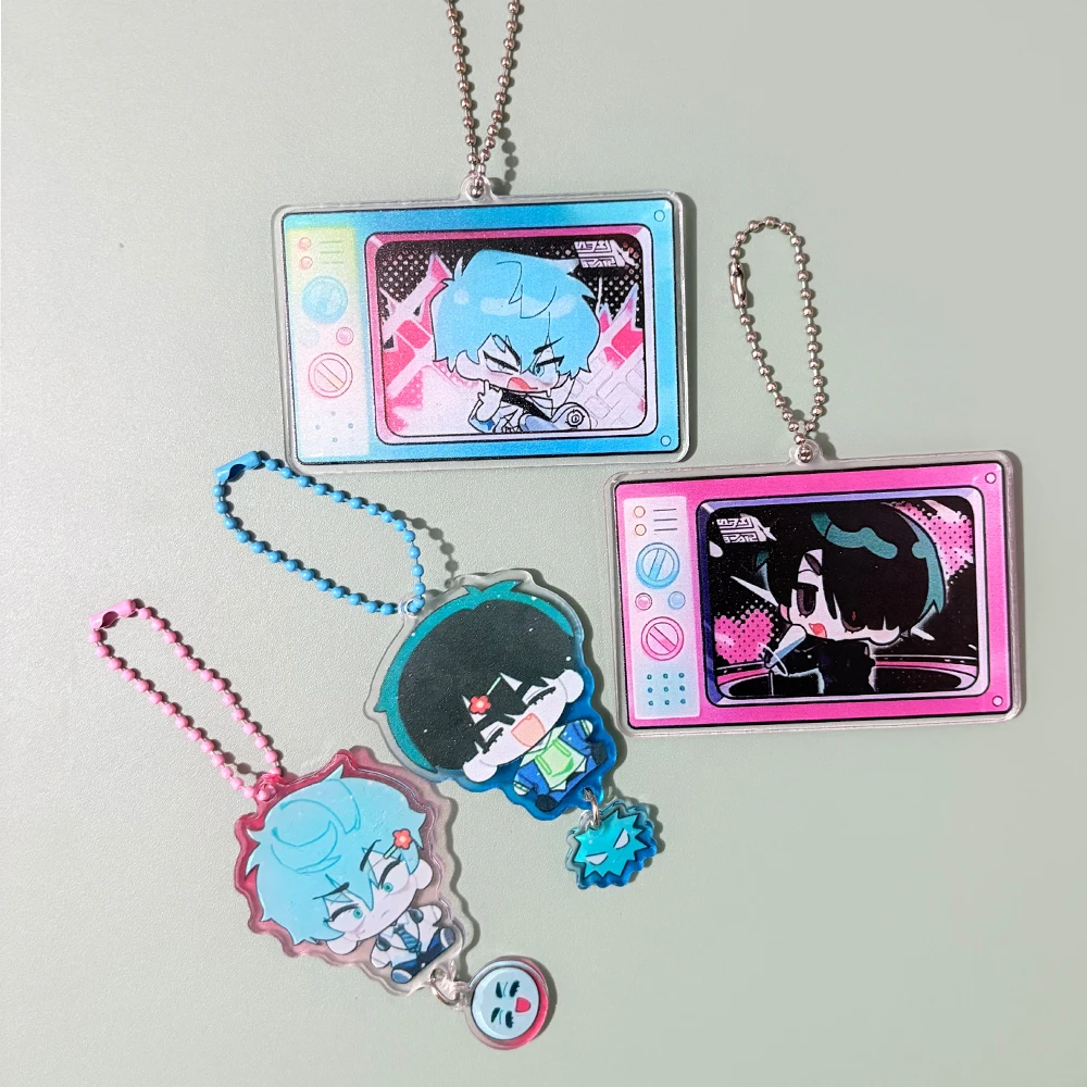 Comic Alien Stage IVAN & TILL Keychain 2pcs/set Cartoon Figure Acrylic Keyring Schoolbag Key Pendant Cosplay Props Party Gifts
