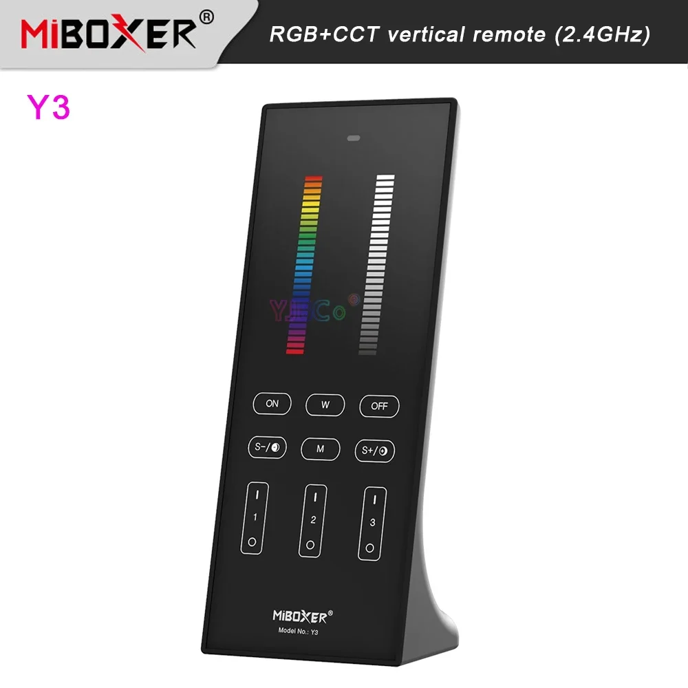 Y3 Miboxer 2.4G RGB+CCT vertical remote controller 3V RGB/CCT/brightness(single color) dimmable touch glass Dimmer Switch