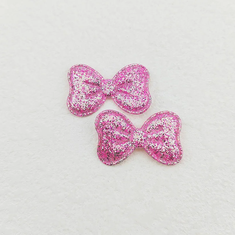 100 Stück Glitzer-Stoff-Schleifenapplikationen 4x2,5 cm für DIY-Nähprojekte, Kopfbedeckungen, Haarspangen, Schleifendekorationen, Aufnäher für Kleidung und Hüte – Detail 17