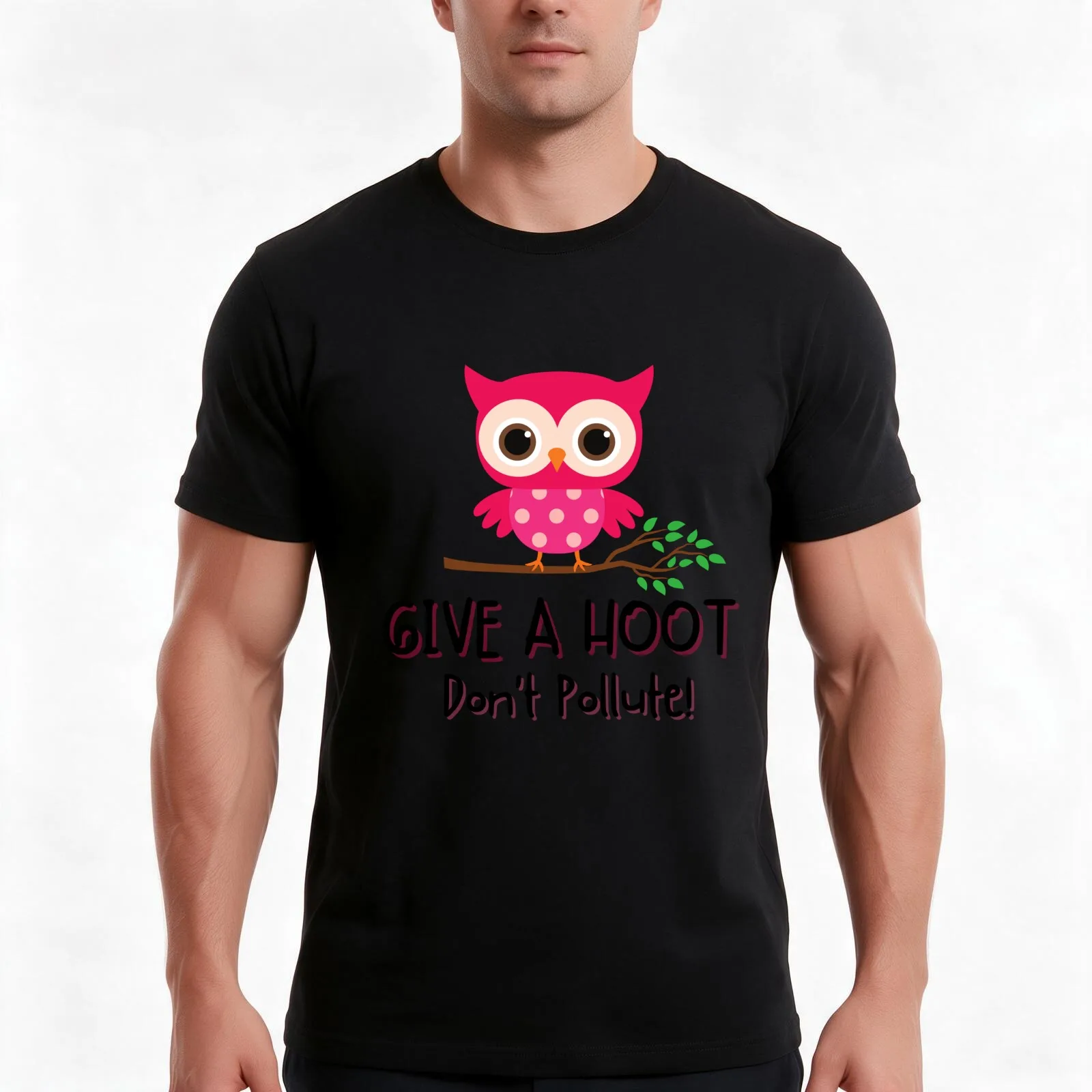 Give A Hoot Don't Pollute T-Shirt Summer Casual Cotton Tee Oversized Streetwear Tops Vintage Graphic Print Unisex Men Women