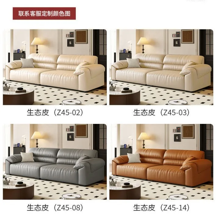 Retro simple sofa Chinese first layer cowhide straight row small apartment oil wax leather brown leather art business office