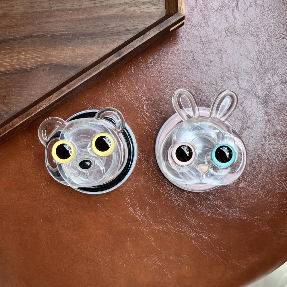 

Korean Cute Love Heart 3D Bear Cat Clear Phone Holder Grip Tok Support for IPhone 17 16 Accessories Folding Finger Ring Stand