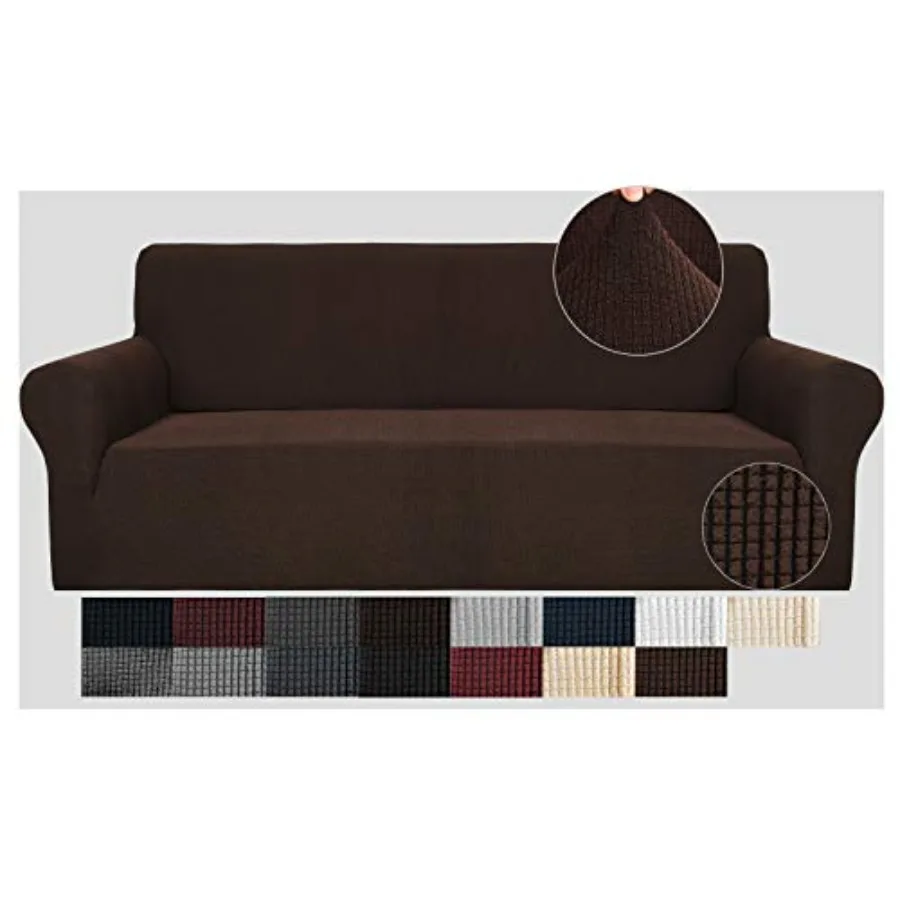 

High Stretch Couch Covers for 3 Cushion Couch 1-Piece Jacquard Elastic Slipcovers Anti Slip Cover with Elastic Bottom Furniture