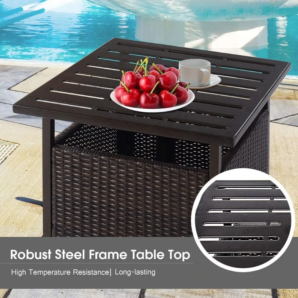 Umbrella Table, Outdoor Side Table with 2