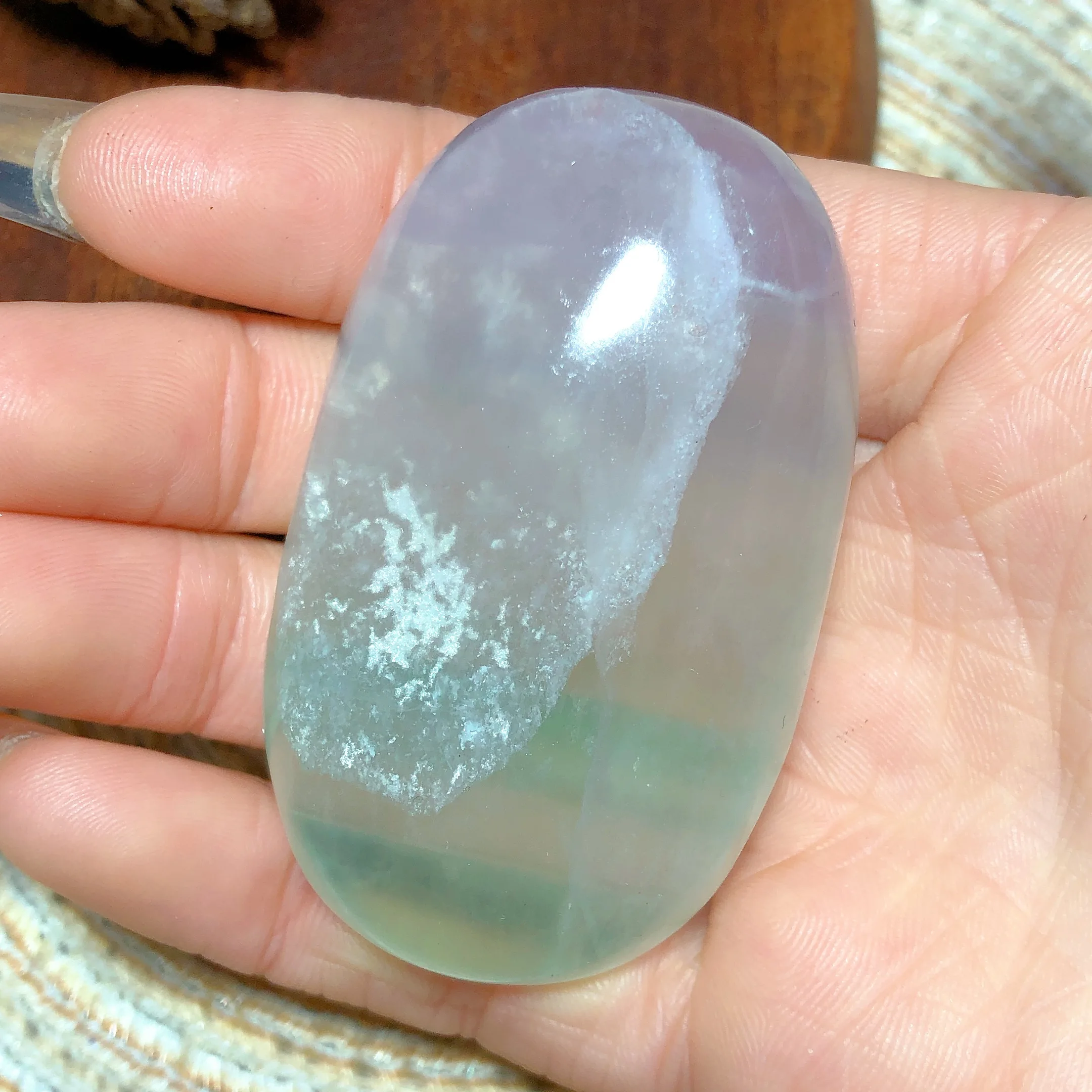 Natural Crystal Lavender Fluorite Palms Colorful Bounding Pattern Crafts Home Decoration Housewarming Opening business Gift view 5