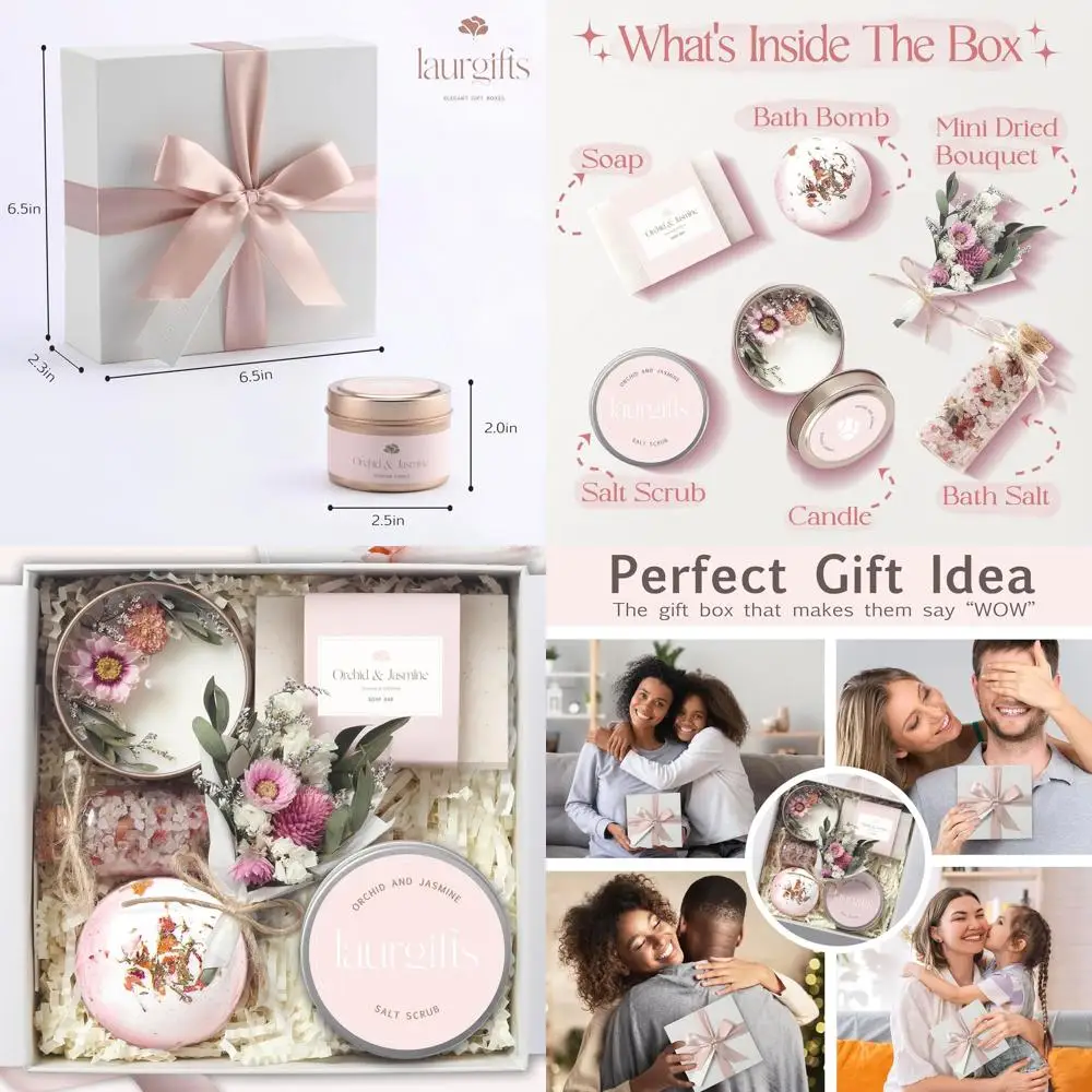 

Подарки на день рождения для женщин – Роскошные наборы для ванной и коробка для самостоятельного ухода – Рождественские подарки для женщин – Маленькая спа-корзина с орхидеей и жасмином для