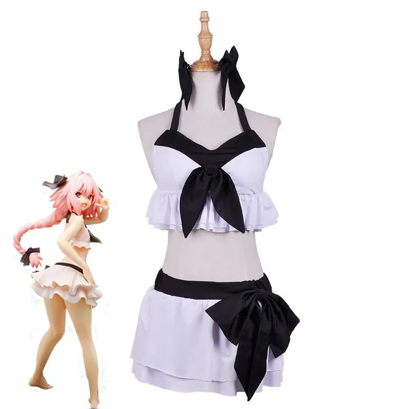 

Game FGO Fate Grand Order Astolfo Cosplay Costume Asutorufo Bikini Sexy Swimwear Halloween Carnival Bathing Suit Tops Skirts