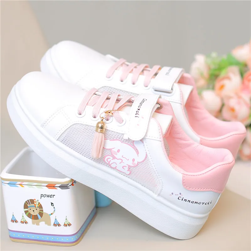 Sanrios Kawaii Anime Kuromi Cinnamoroll Cute Cartoon Mesh Board Shoes Summer New Children\'s Breathable Lightweight Sneakers Gift