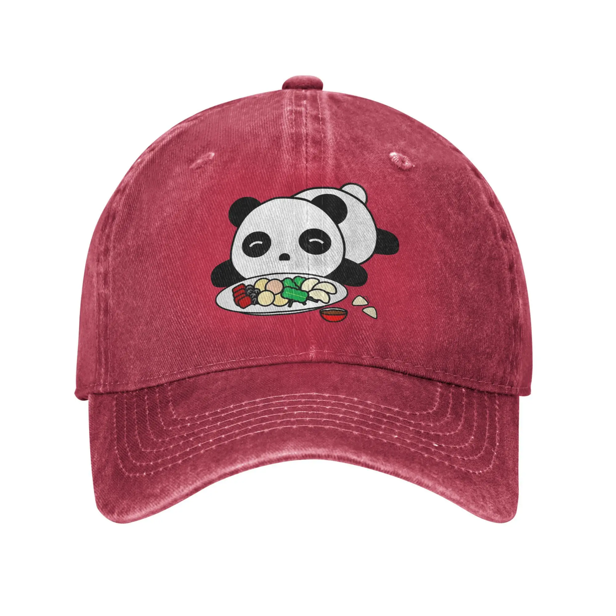 

Chinese Panda Sun Baseball Cap Eating a Plate of Food Unisex Men Design Trucker Hat Summer y2k Cute Adjustable Snapback Cap