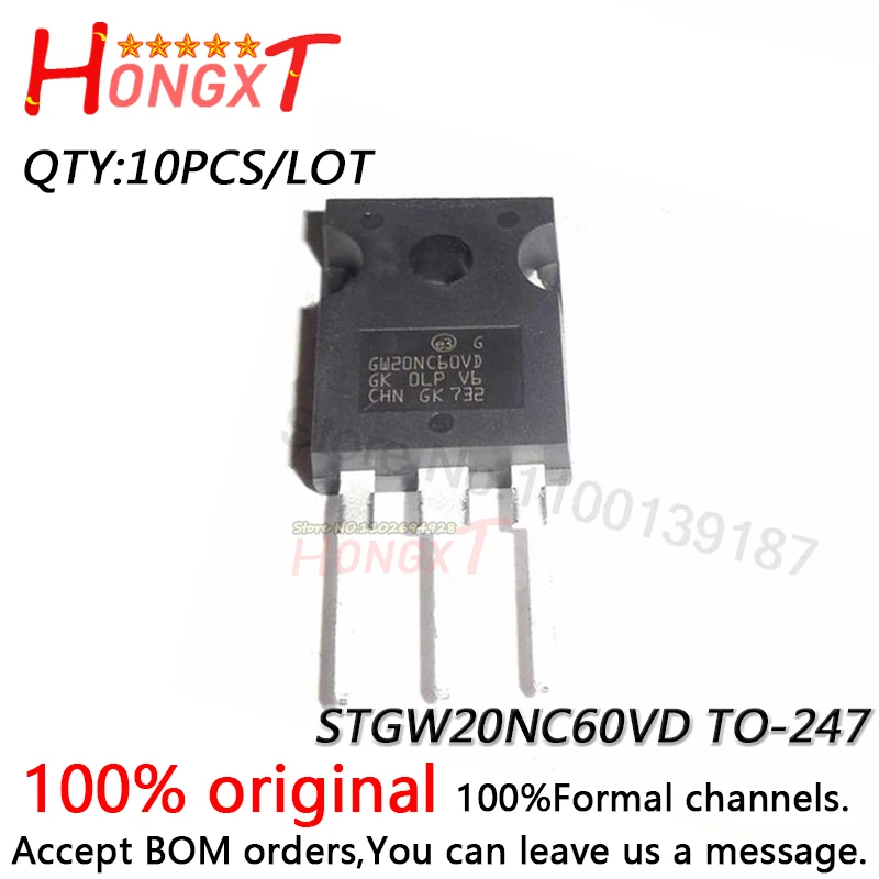 

10PCS NEW STGW20NC60VD GW20NC60VD TO-247 IGBT triode 600V 30A