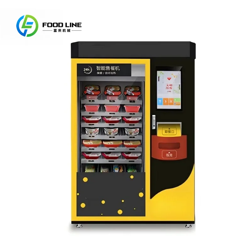 Hot Food Vending Machine Commercial 24 Hours -18°C Refrigeration 22 Inch Touch Screen Custom Breakfast Lunch Dinner Dispenser