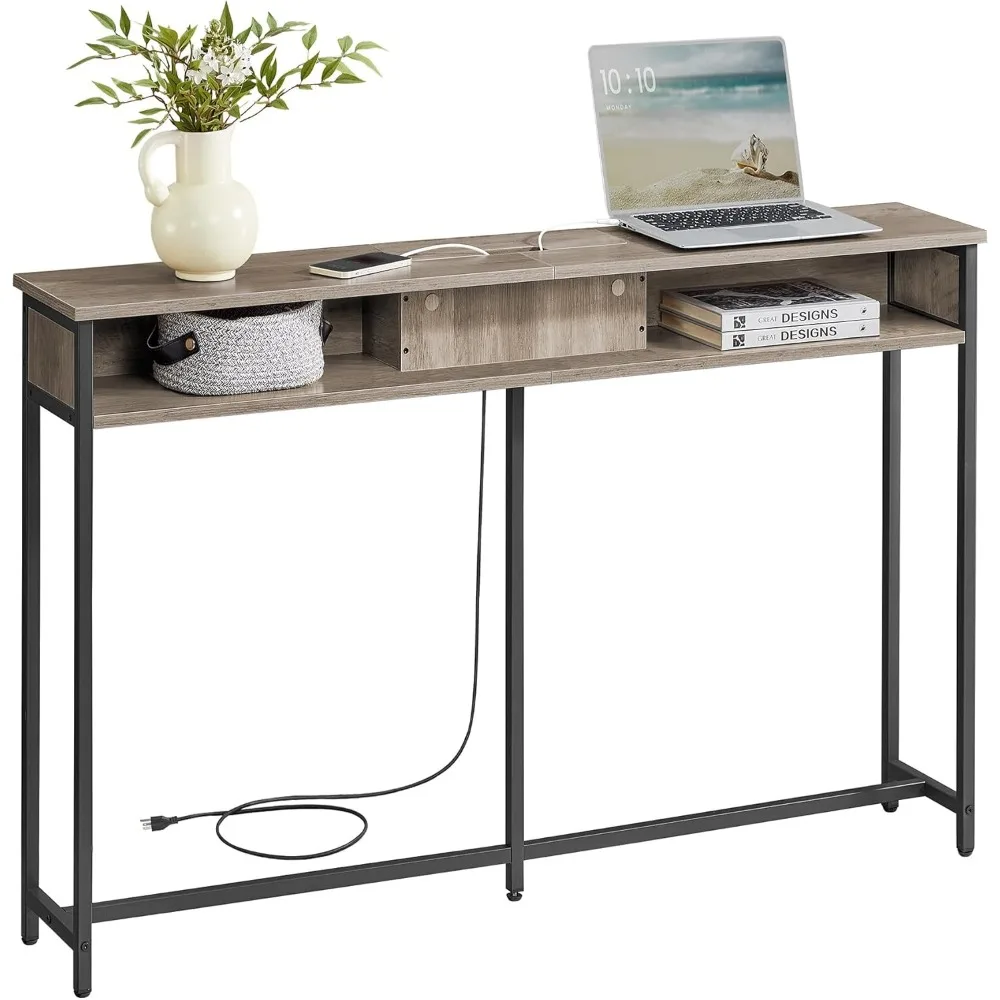 

Прочный 551-дюймовый консольный столик с розеткой и полками, диван-стол с зарядной станцией, узкий диван-стол, прихожая T