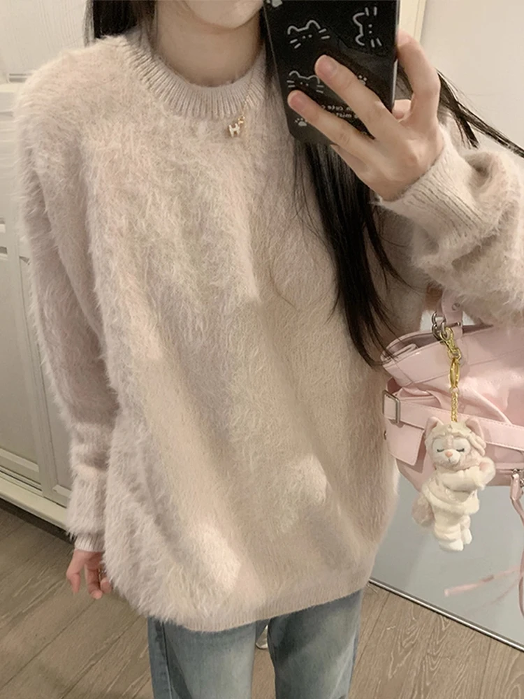 

Korean Sle Soft Cozy round Ne Versatile Knitted Sweater Men Women Autumn Winter High End Warm Lazy Inner Wear Base Layer ...