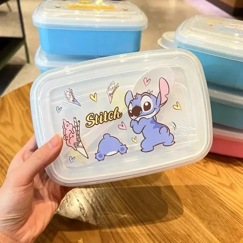 Disney Lunch Box Stitch Portable Lunch Box Student Sealed Food Preservation Box Hermetic Food Crisper Single Layer Capacity Gift