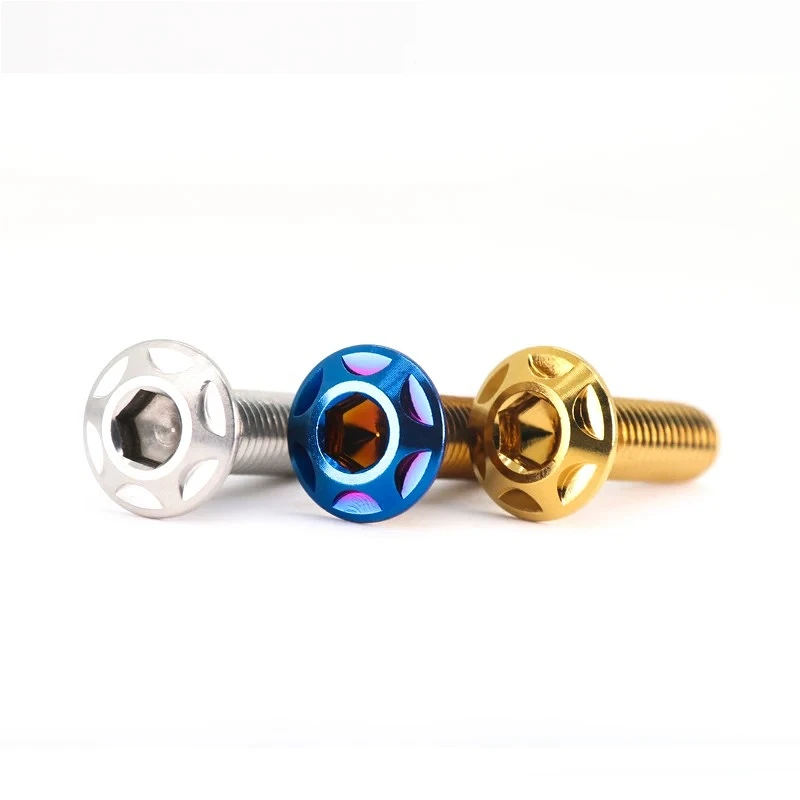 Vacuum Plated M8 304 Stainless Steel Titanium Blue/Titanium Gold/Natural Color Motorcycle Rotor/Brake Disc Screws With Step