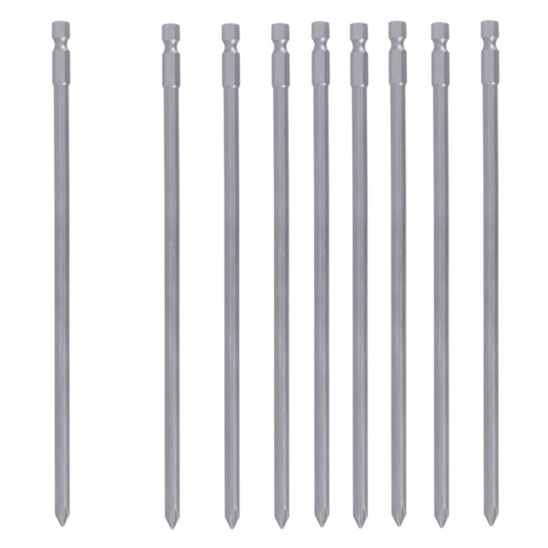 9Pcs 1/4 Inch 200Mm Ph1 Ph2 Phillips netic Long Hex Cross Head Screwdriver Bits S2 Electric Drill Power Driver Tools