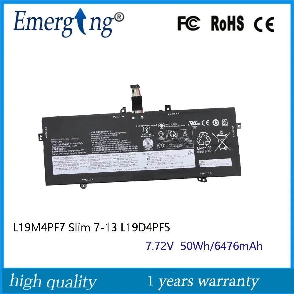 

7.72V 50Wh L19M4PF7 L19D4PF5 Laptop Battery For Lenovo Yoga Slim 7 Carbon 13ITL5 SB10Z33892