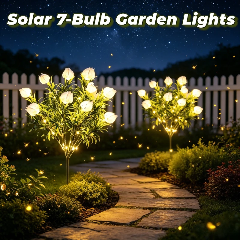 Solar‑Powered Gardenia Flower Stake Lights, Multi‑Color Changing Waterproof Realistic Ground‑Mounted Outdoor Landscape Lamps