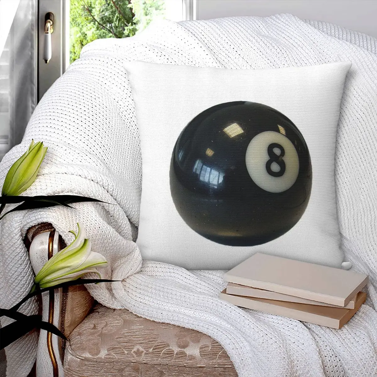 8 Ball Square Pillowcase Pillow Cover Polyester Cushion Zip Decorative Comfort Throw Pillow for Home Sofa