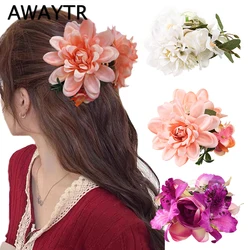 AWATYR Fashion Large Artificial Flower Hair Claws Clip For Women Hair Crab Thick Hair Barrettes Hairpins Girls Hair Accessories