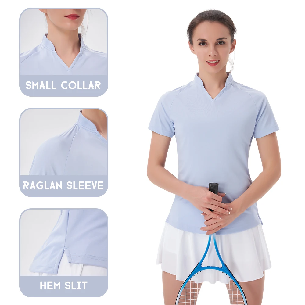 Women Golf Shirt V -Neck Short Sleeve Top Quick Drying T-Shirt Football Tennis Fitness Running Gym Casual Sports T-Shirt Shirt